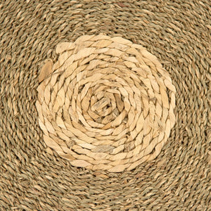 Zentique Round Seagrass Area Rug 48" Round Striped Natural Coastal Handwoven Low-Pile Mat for Living Room Entryway ZENMK-RR18