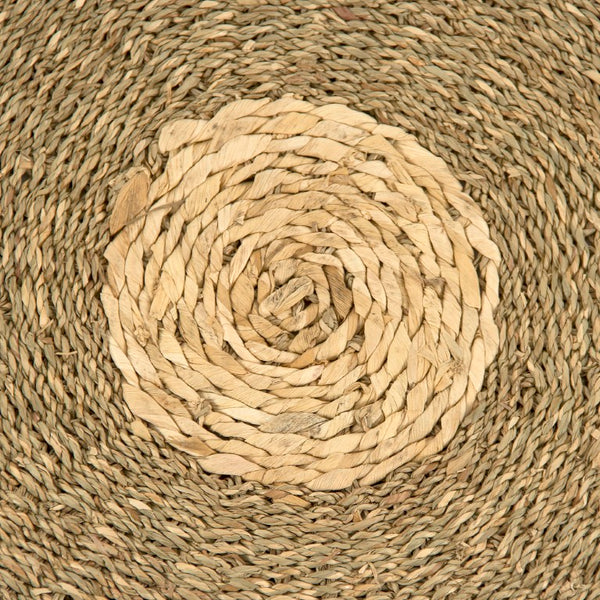 Zentique Round Seagrass Area Rug 48" Round Striped Natural Coastal Handwoven Low-Pile Mat for Living Room Entryway ZENMK-RR18