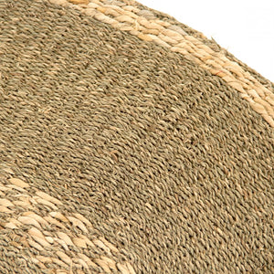 Zentique Round Seagrass Area Rug 48" Round Striped Natural Coastal Handwoven Low-Pile Mat for Living Room Entryway ZENMK-RR18