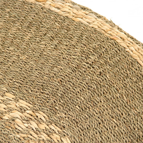 Zentique Round Seagrass Area Rug 48" Round Striped Natural Coastal Handwoven Low-Pile Mat for Living Room Entryway ZENMK-RR18