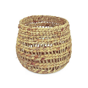 Zentique Woven Handwoven Water Hyacinth Basket for Living Room Storage, Rustic Decorative Organizer, 13" W13 x H10.5 x D13 ZENOS-B14 M