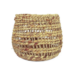 Zentique Woven Handwoven Water Hyacinth Basket for Living Room Storage, Rustic Decorative Organizer, 13" W13 x H10.5 x D13 ZENOS-B14 M