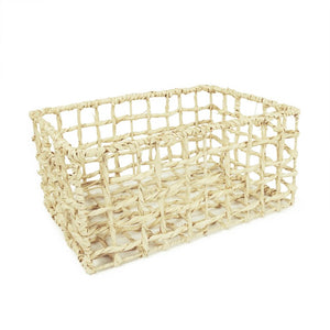 Zentique Woven Large Corn Husk Basket with Metal Accents — Handwoven Rustic Storage for Throws & Planters ZENTS-B03 L