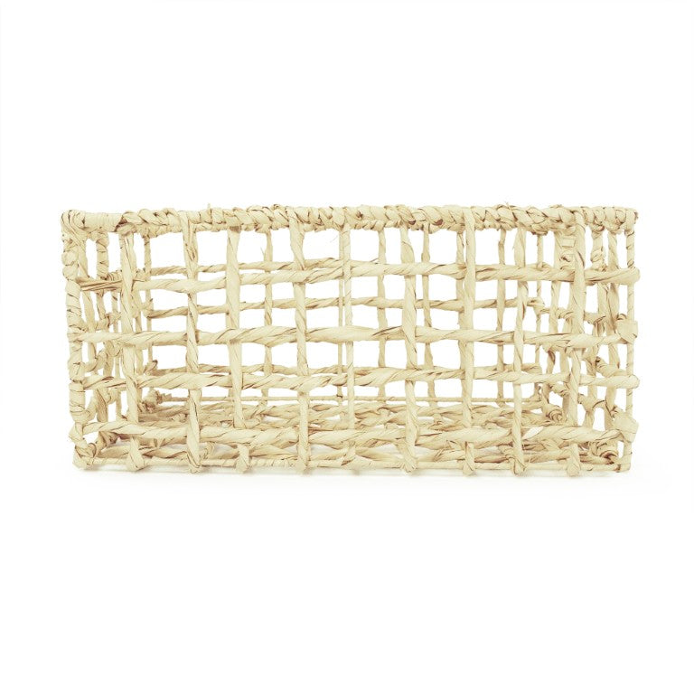 Zentique Woven Large Corn Husk Basket with Metal Accents — Handwoven Rustic Storage for Throws & Planters ZENTS-B03 L