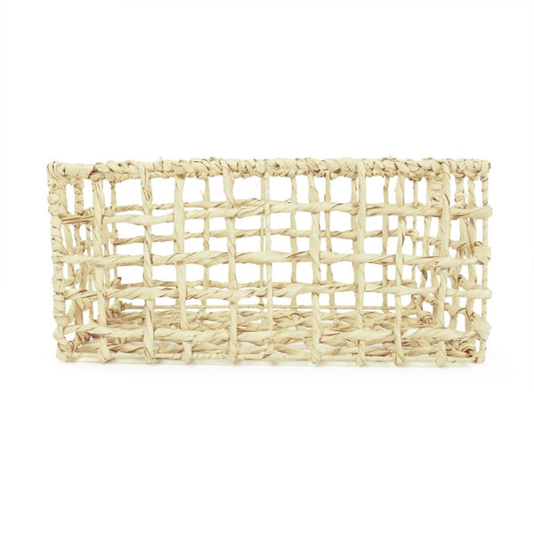 Zentique Woven Large Corn Husk Basket with Metal Accents — Handwoven Rustic Storage for Throws & Planters ZENTS-B03 L