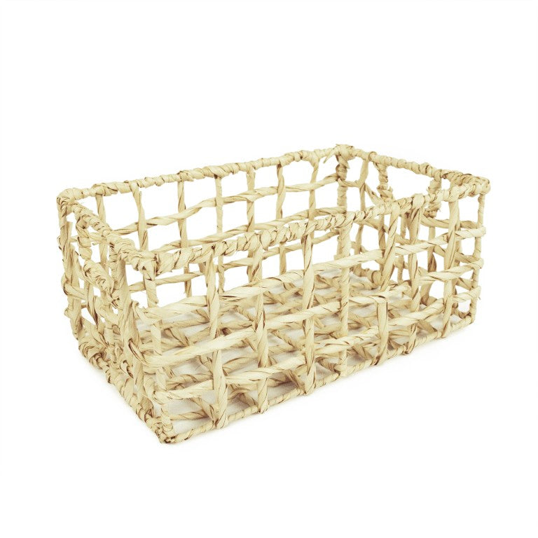 Zentique Woven Handcrafted Corn Husk Basket with Metal Frame, Rustic Decor Storage for Throws Plants 18" ZENTS-B03 M