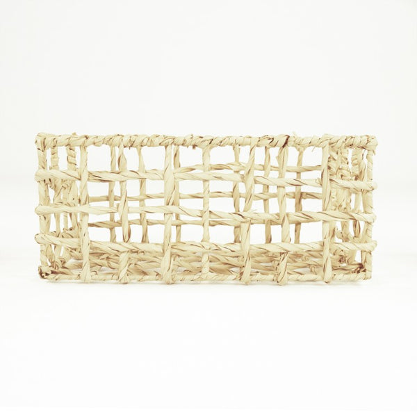Zentique Woven Handcrafted Corn Husk Basket with Metal Frame, Rustic Decor Storage for Throws Plants 18" ZENTS-B03 M