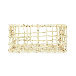 Zentique Woven Small Corn Husk Basket with Metal Frame — Rustic Organizer, Planter Cover, Shelf Accent (13"x6") ZENTS-B03 S