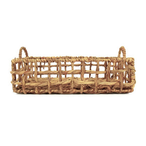 Zentique Woven Medium Oval Tray — Handcrafted Water Hyacinth with Metal Rim, Coastal-Modern Serve & Organize (98) ZENTS-B08 M