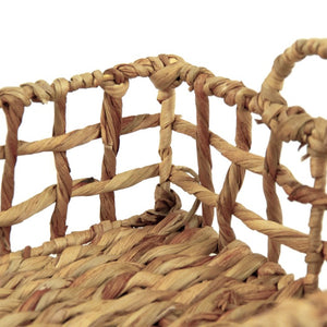 Zentique Woven Large Handwoven Water Hyacinth Tray with Metal Rim — 22" Serving Centerpiece for Home Décor, Coastal Boho ZENTS-B08 L
