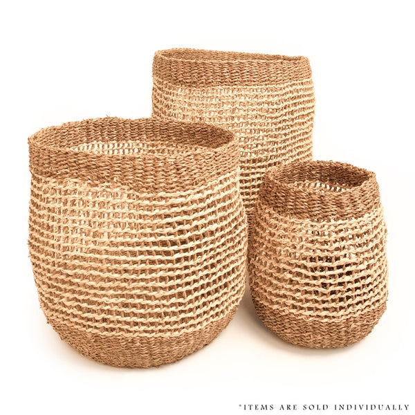 Woven Basket Small Beige/ Brown ZENTS-B43 S Zentique