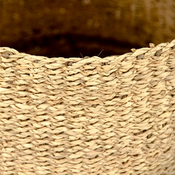 Zentique Woven Handwoven Seagrass Storage Basket 14" x14" — Coastal, Durable Organizer for Throws, Toys, Plants ZENWS-B01 M