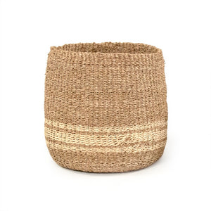 Zentique Woven Seagrass Basket Medium — Handcrafted Seagrass & Palm Leaf Storage for Blankets, Toys, Plants (18") ZENWS-B02 L