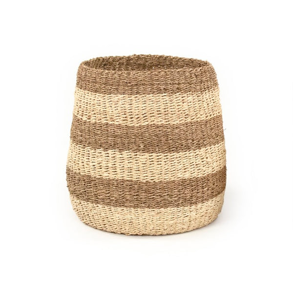 Zentique Woven Handwoven Seagrass Basket for Throw, Toy & Laundry Storage — Coastal-Boho Accent, Durable Craftsmanship W17 x H17 x D17 ZENWS-B03 L