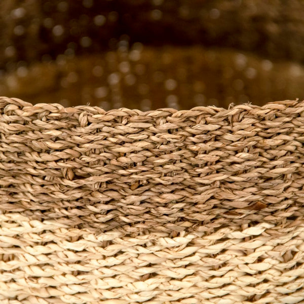 Zentique Woven Handwoven Seagrass Basket for Throw, Toy & Laundry Storage — Coastal-Boho Accent, Durable Craftsmanship W17 x H17 x D17 ZENWS-B03 L