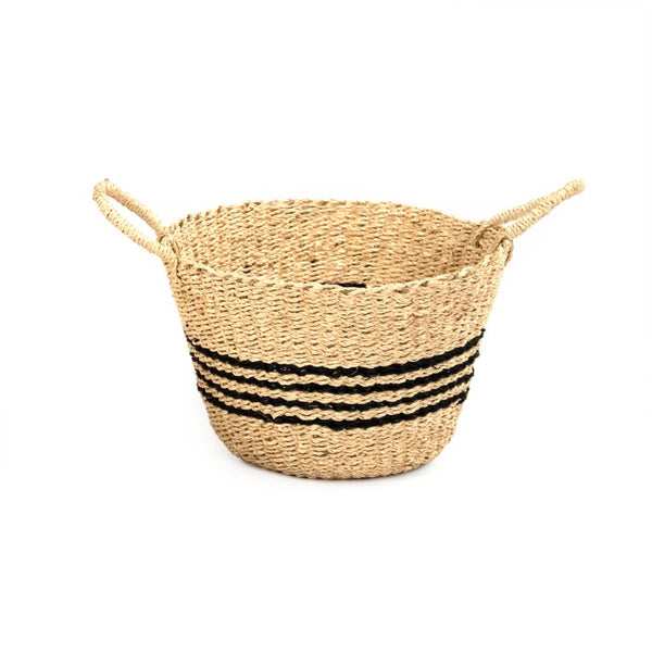 Zentique Woven Handwoven Seagrass Basket for Throw, Toy & Laundry Storage — Coastal-Boho Accent, Durable Craftsmanship W17.75 x H11.75 x D17.75 ZENWS-B12 L