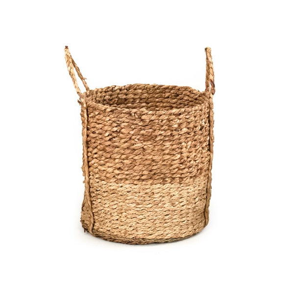 Zentique Woven Large Water Hyacinth & Corn Husk Basket — Handwoven Vietnamese Storage for Blankets, Toys, Décor ZENWS-B13 L