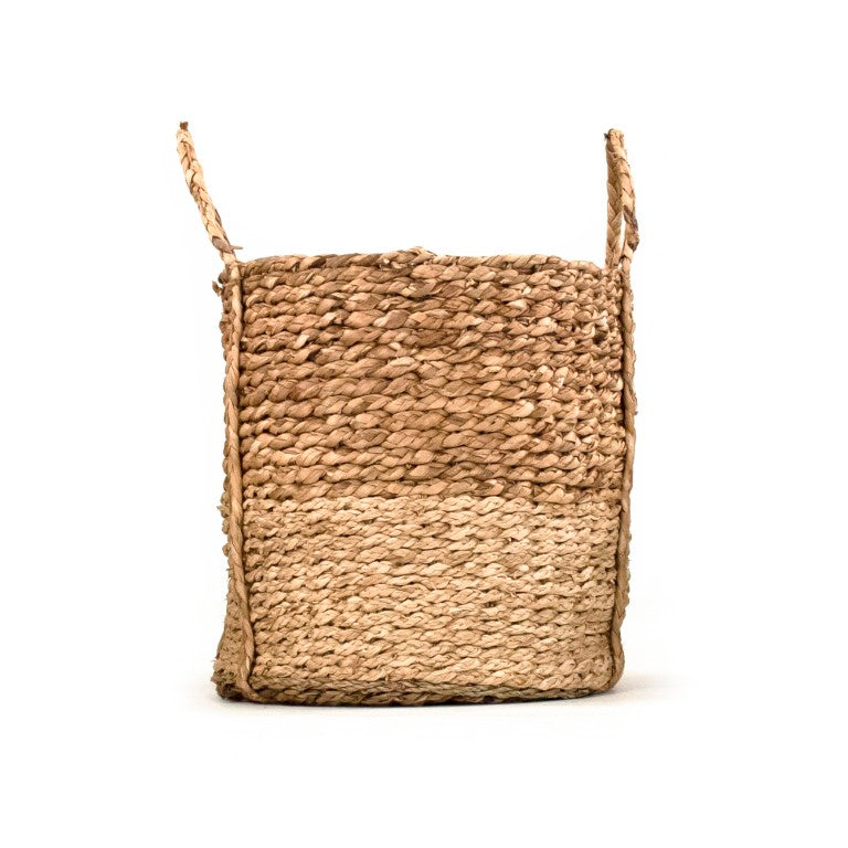 Zentique Woven Large Water Hyacinth & Corn Husk Basket — Handwoven Vietnamese Storage for Blankets, Toys, Décor ZENWS-B13 L