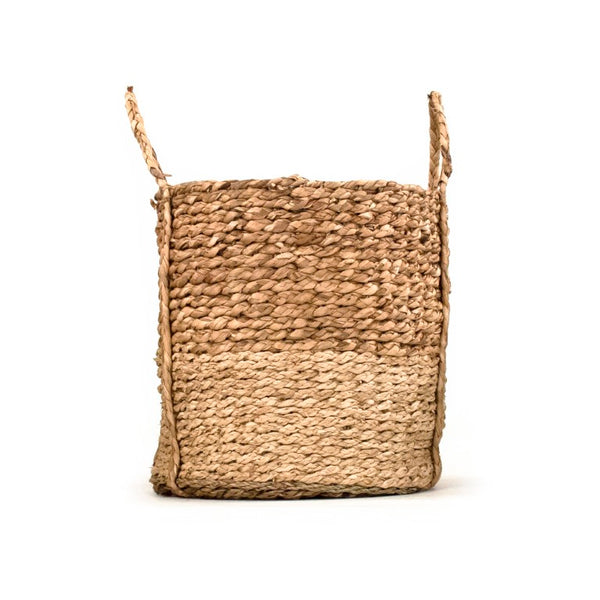 Zentique Woven Large Water Hyacinth & Corn Husk Basket — Handwoven Vietnamese Storage for Blankets, Toys, Décor ZENWS-B13 L