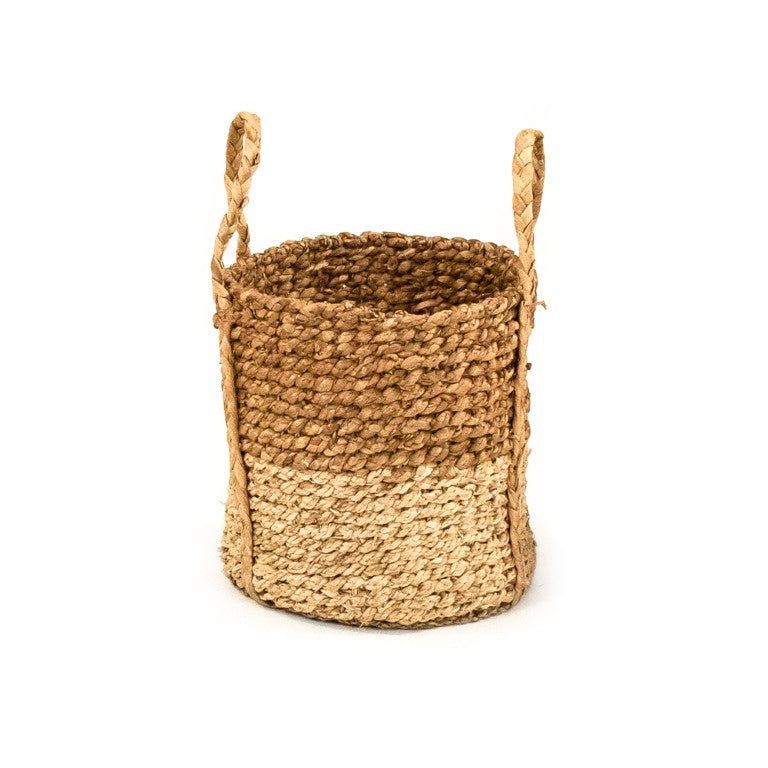 Zentique Woven Handcrafted Water Hyacinth Basket — Natural Small Storage, Eco-Friendly Decor for Entryway and Shelves W10.5 x H10.5 x D10.5 ZENWS-B13 S