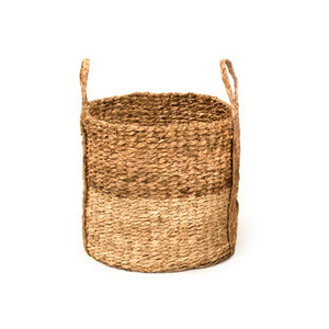 Zentique Woven Extra-Large Storage Basket — Handwoven Water Hyacinth & Corn Husk, Durable Rustic Home Accent (97) ZENWS-B13 XL