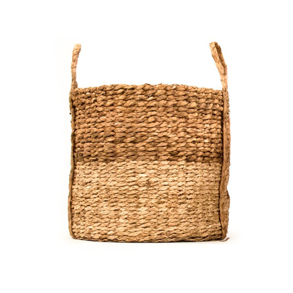Zentique Woven Extra-Large Storage Basket — Handwoven Water Hyacinth & Corn Husk, Durable Rustic Home Accent (97) ZENWS-B13 XL