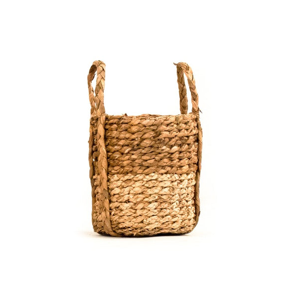 Zentique Woven Handcrafted Water Hyacinth Basket — Natural Small Storage, Eco-Friendly Decor for Entryway and Shelves W8 x H8.5 x D8 ZENWS-B13 XS