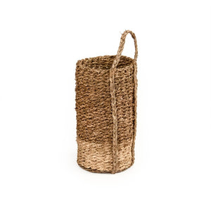 Zentique Woven Seagrass & Corn Husk Basket - Handwoven Medium Storage for Blankets, Plants, Laundry, Boho Decor ZENWS-B14 M