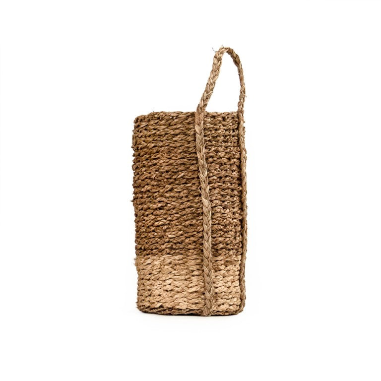 Zentique Woven Seagrass & Corn Husk Basket - Handwoven Medium Storage for Blankets, Plants, Laundry, Boho Decor ZENWS-B14 M