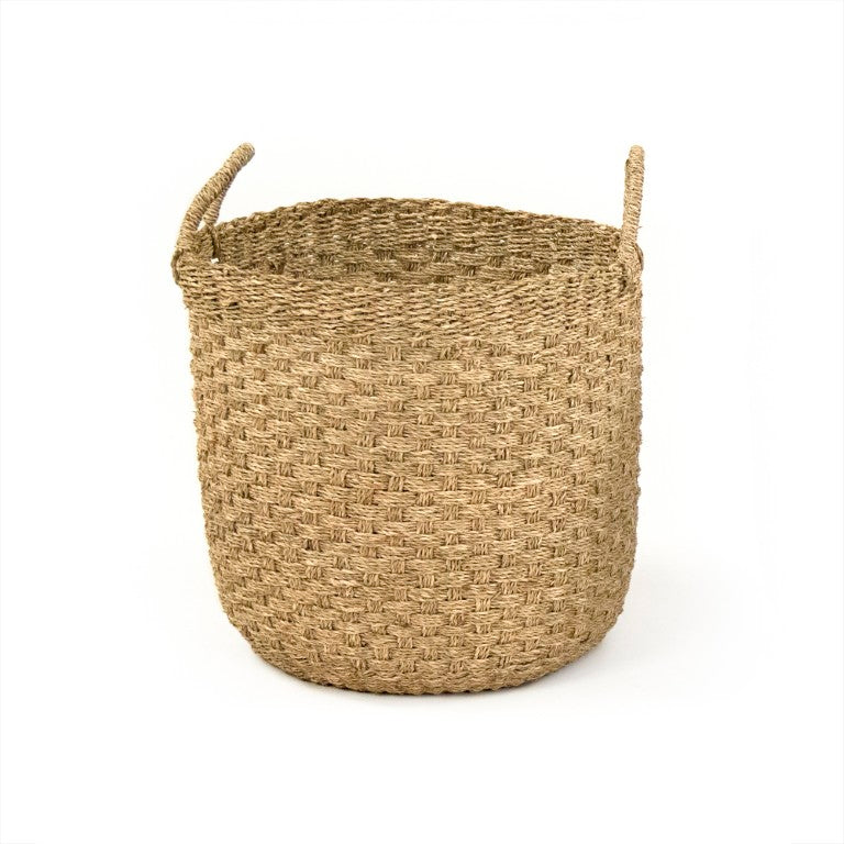 Zentique Woven Large Seagrass Basket — Handwoven Natural Storage for Blankets, Toys, Laundry, Coastal Decor ZENWS-B16 L
