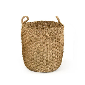 Zentique Woven Seagrass Basket for Home Storage and Decor — Handwoven Natural Texture for Throws & Toys W13 x H15 x D13 ZENWS-B16 M
