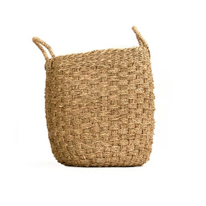 Zentique Woven Seagrass Basket for Home Organization — Handwoven Coastal Boho Accent, Durable Everyday Storage W13 x H12.5 x D13 ZENWS-B16 S