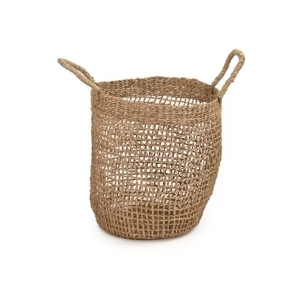 Zentique Woven Seagrass Basket for Home Storage and Decor — Handwoven Natural Texture for Throws & Toys W14 x H14 x D14 ZENWS-B17 M