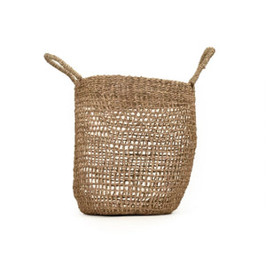 Zentique Woven Seagrass Basket for Home Storage and Decor — Handwoven Natural Texture for Throws & Toys W14 x H14 x D14 ZENWS-B17 M