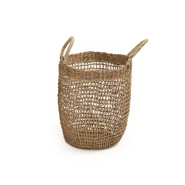 Zentique Woven Seagrass Basket for Home Organization — Handwoven Coastal Boho Accent, Durable Everyday Storage W13 x H13 x D13 ZENWS-B17 S
