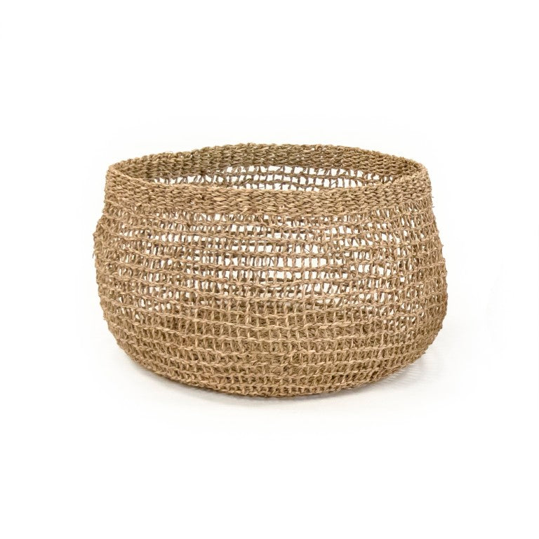 Zentique Woven Seagrass Basket Large — Handwoven Natural Storage for Blankets, Toys, Laundry, Coastal Décor Charm Brown ZENWS-B18 L
