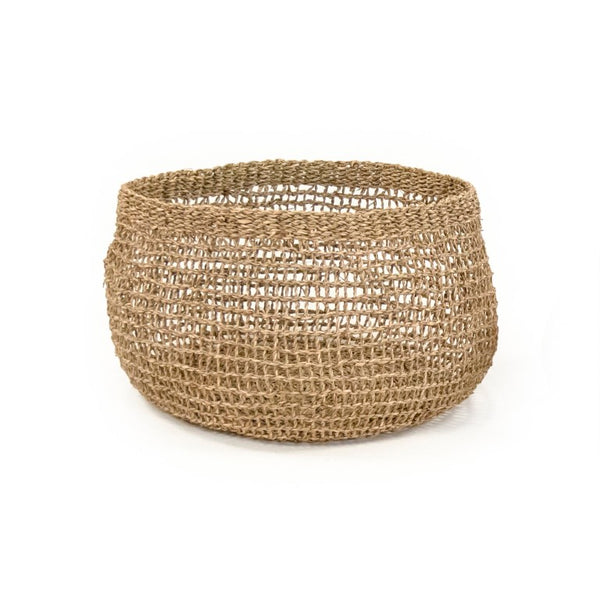 Zentique Woven Seagrass Basket Large — Handwoven Natural Storage for Blankets, Toys, Laundry, Coastal Décor Charm Brown ZENWS-B18 L