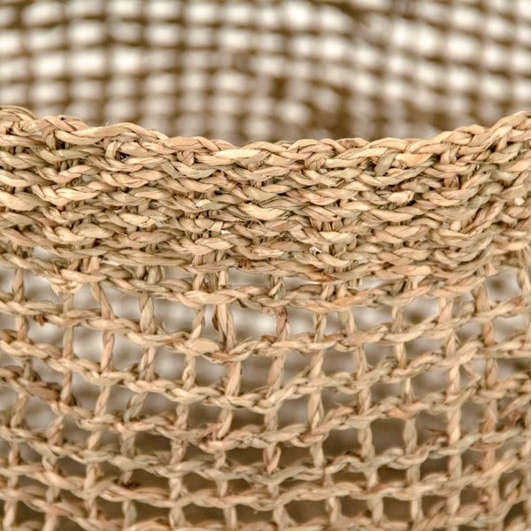 Zentique Woven Seagrass Basket for Home Storage and Decor — Handwoven Natural Texture for Throws & Toys W15 x H15 x D15 ZENWS-B21 M