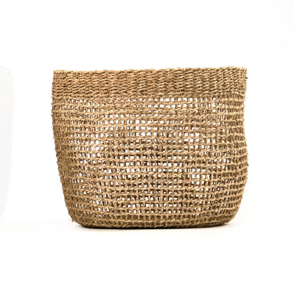 Zentique Woven Large Seagrass Basket — Handcrafted Storage Bin for Blankets, Toys, Laundry & Planter Cover ZENWS-B22 L