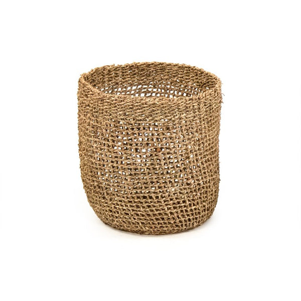 Zentique Woven Seagrass Basket for Home Storage and Decor — Handwoven Natural Texture for Throws & Toys W13 x H12 x D13 ZENWS-B22 M