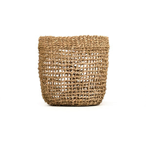 Zentique Woven Seagrass Basket for Home Organization — Handwoven Coastal Boho Accent, Durable Everyday Storage W10.5 x H9.5 x D10.5 ZENWS-B22 S