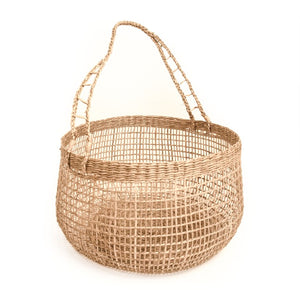 Zentique Woven Seagrass Basket Large — Handwoven Durable Storage Bin for Blankets, Toys, Laundry & Planter Cover ZENWS-B24 L
