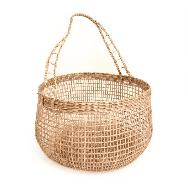 Zentique Woven Seagrass Basket Large — Handwoven Durable Storage Bin for Blankets, Toys, Laundry & Planter Cover ZENWS-B24 L