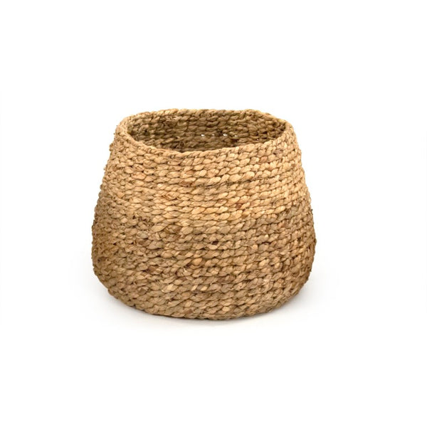 Zentique Woven Handwoven Water Hyacinth Basket for Living Room Storage, Rustic Decorative Organizer, 13" W14 x H11.25 x D14 ZENWS-B26 M