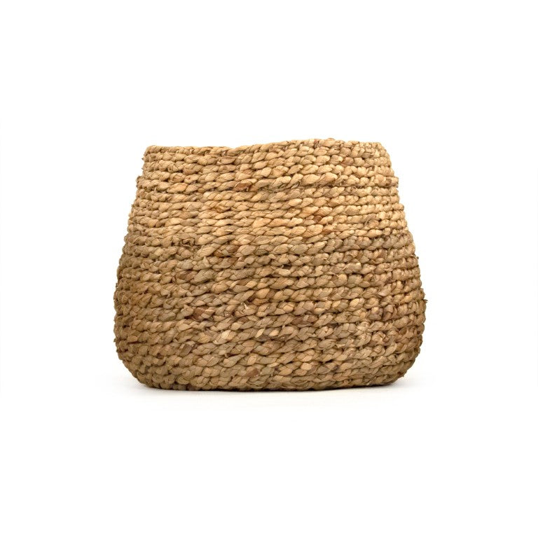Zentique Woven Handwoven Water Hyacinth Basket for Living Room Storage, Rustic Decorative Organizer, 13" W14 x H11.25 x D14 ZENWS-B26 M