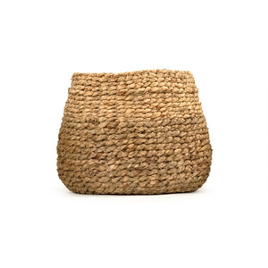 Zentique Woven Handwoven Water Hyacinth Basket for Living Room Storage, Rustic Decorative Organizer, 13" W14 x H11.25 x D14 ZENWS-B26 M