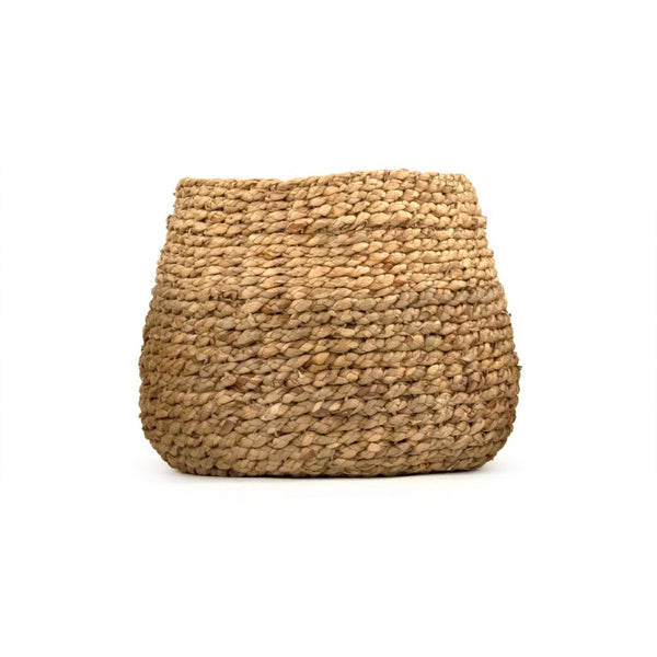 Zentique Woven Handwoven Water Hyacinth Basket for Living Room Storage, Rustic Decorative Organizer, 13" W14 x H11.25 x D14 ZENWS-B26 M