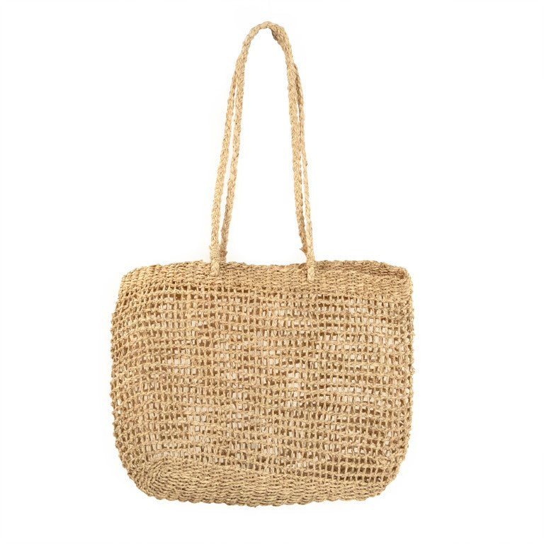 Zentique Woven palm-leaf handbags set of 2 — spacious, lightweight market & beach totes with classic neutral weave (19.75"x15.75") ZENWS-HB02