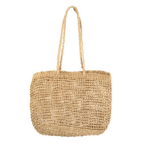 Zentique Woven palm-leaf handbags set of 2 — spacious, lightweight market & beach totes with classic neutral weave (19.75"x15.75") ZENWS-HB02