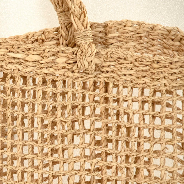 Zentique Woven palm-leaf handbags set of 2 — spacious, lightweight market & beach totes with classic neutral weave (19.75"x15.75") ZENWS-HB02